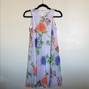 Calvin Klein Floral Dress - White with Orange, Purple, Green